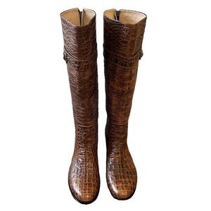Rockwell Tharp Western Crocodile Embossed Leather Boots size 38  Us Size 8 New